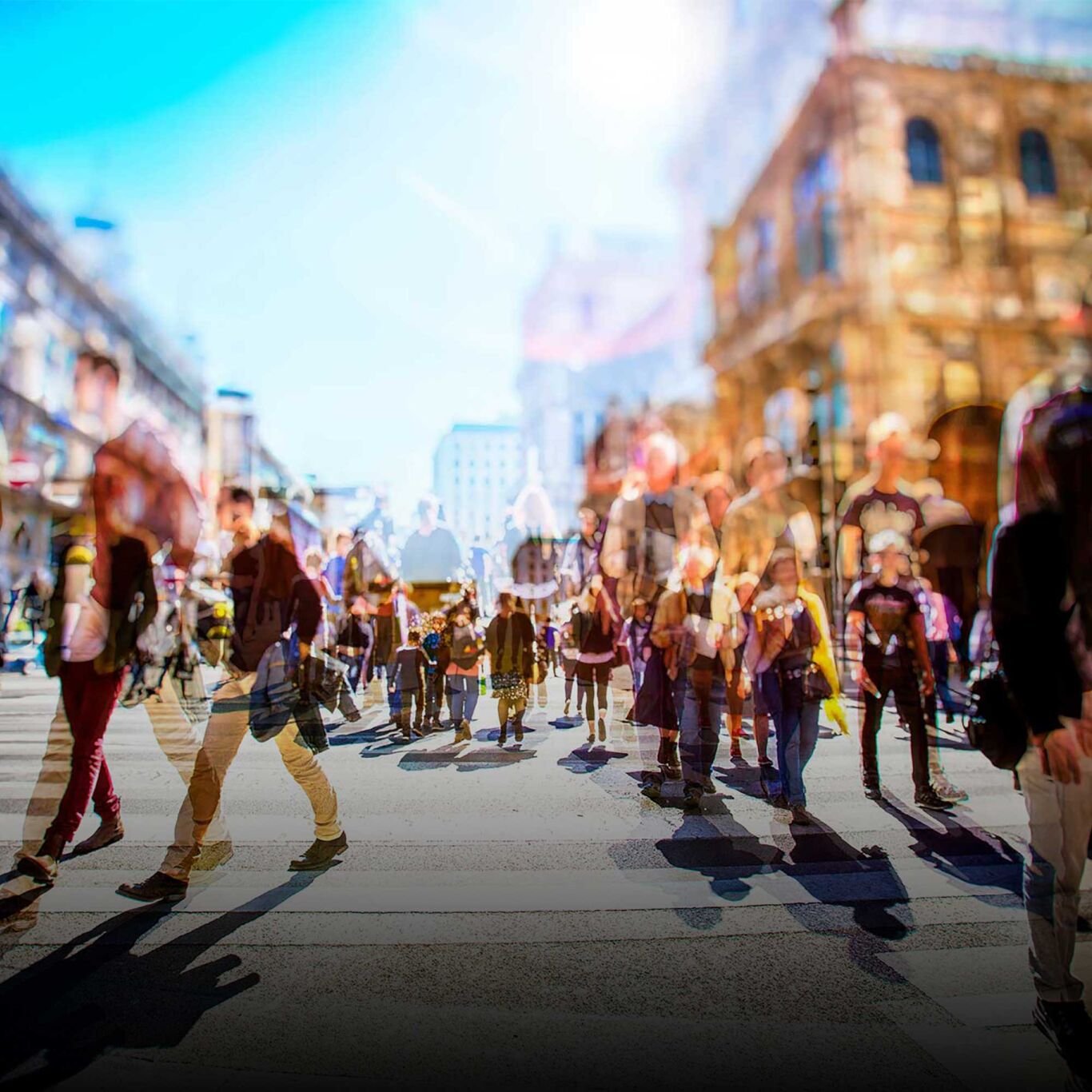 Abstract image of london with a crowded street.